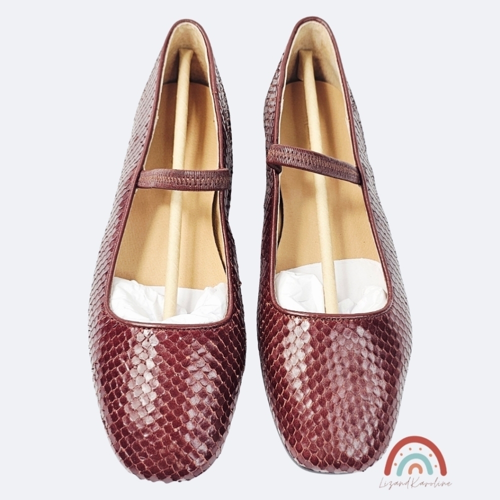 New! Madewell The Greta Ballet Flat in Leather Stained Rosewood Snakeskin 6.5 - Picture 7 of 16